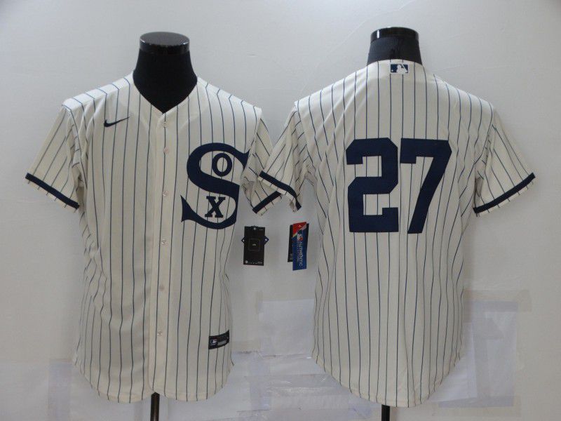 Men Chicago White Sox 27 No Name Cream stripe Dream version Elite Nike 2021 MLB Jerseys